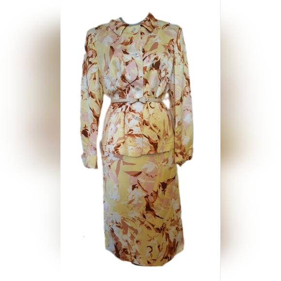 $2,000 NEW LOUIS FERAUD STUNNING FLORAL SKIRT JACKET SUIT US 10 EUR 42 - Picture 1 of 14